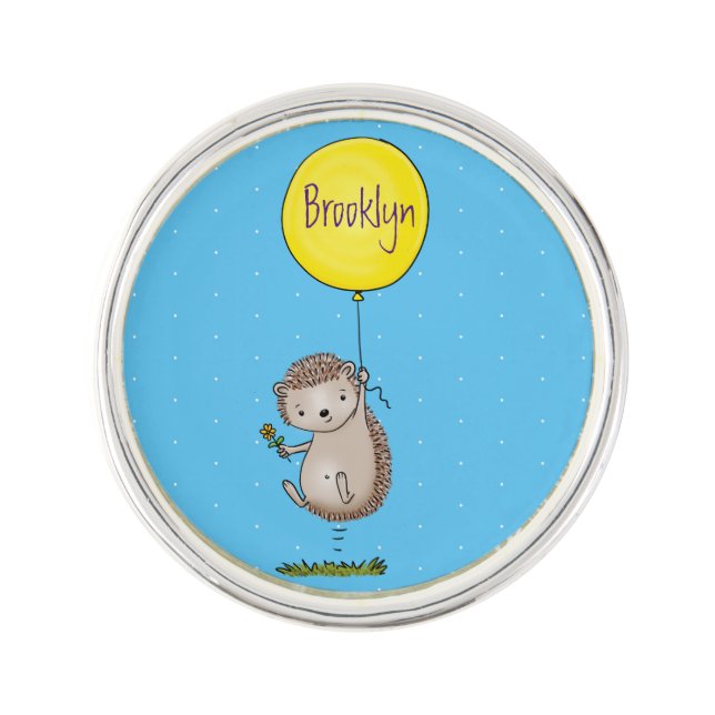 Cute hedgehog and balloon cartoon pattern lapel pin (Front)
