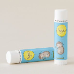 Cute hedgehog and balloon cartoon pattern lip balm