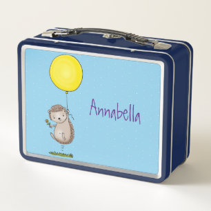 Cute hedgehog and balloon cartoon pattern metal lunch box