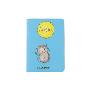 Cute hedgehog and balloon cartoon pattern passport holder