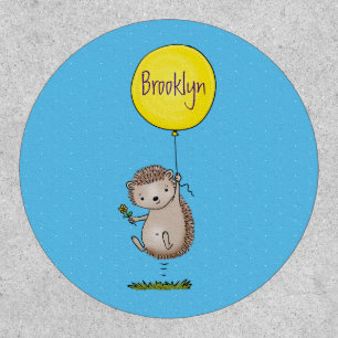 Cute hedgehog and balloon cartoon pattern patch