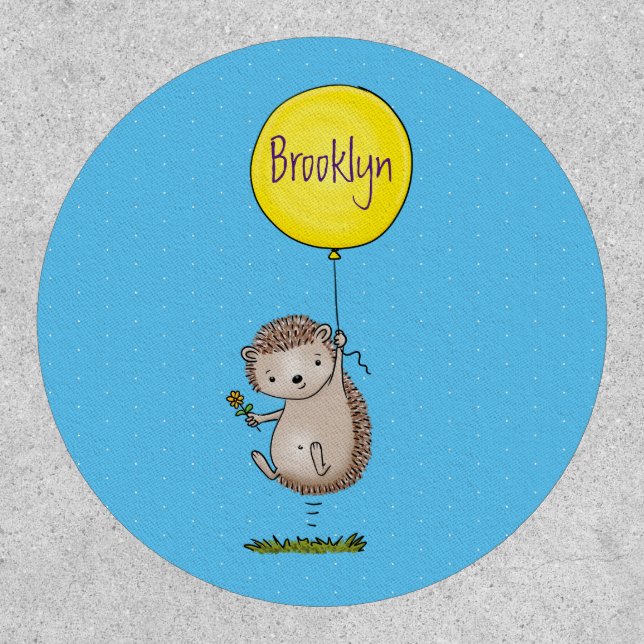 Cute hedgehog and balloon cartoon pattern patch (Front)