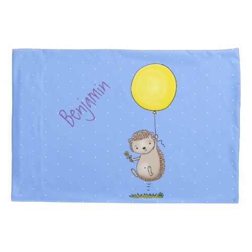 Cute hedgehog and balloon cartoon pattern pillow case