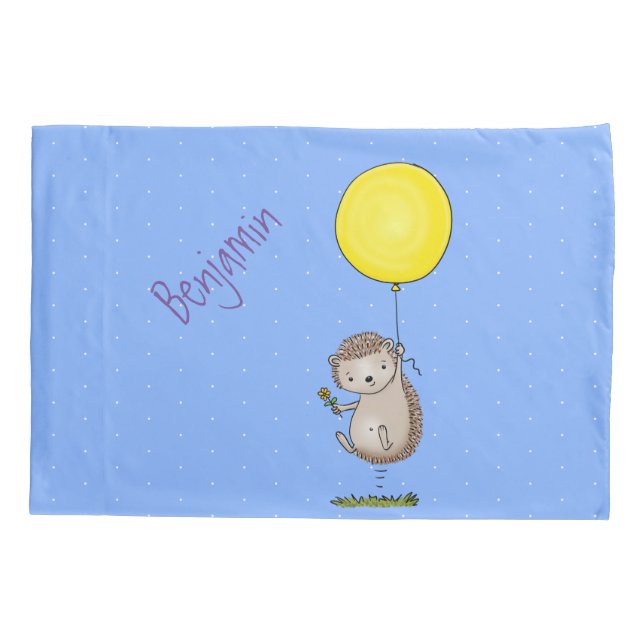 Cute hedgehog and balloon cartoon pattern pillow case (Back)