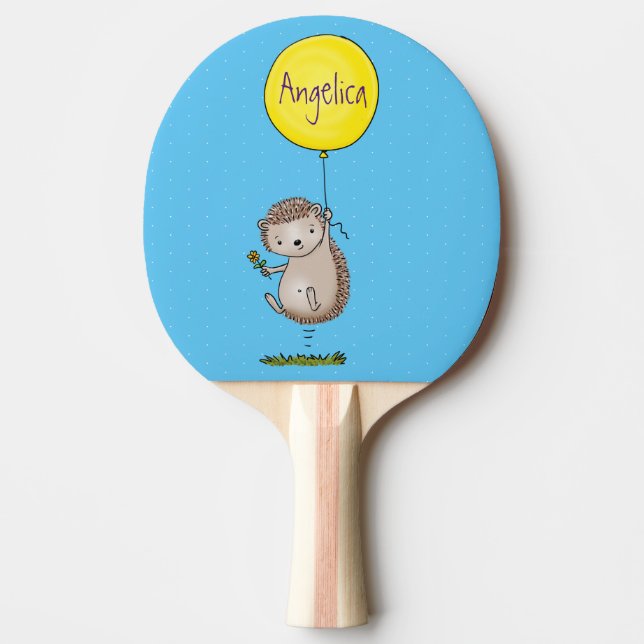 Cute hedgehog and balloon cartoon pattern ping pong paddle (Front)