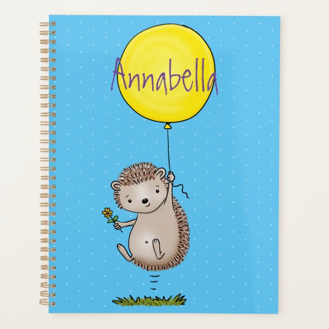 Cute hedgehog and balloon cartoon pattern planner (Front)