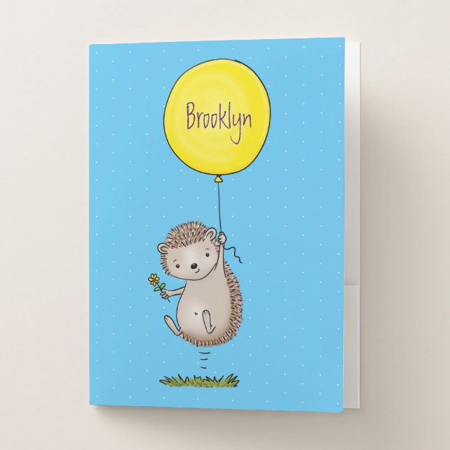 Cute hedgehog and balloon cartoon pattern pocket folder (Front)