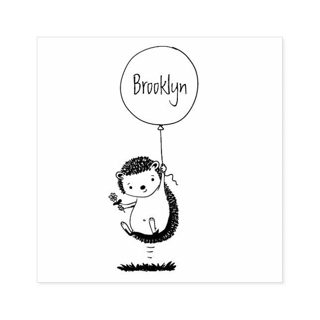 Cute hedgehog and balloon cartoon pattern rubber stamp (Imprint)