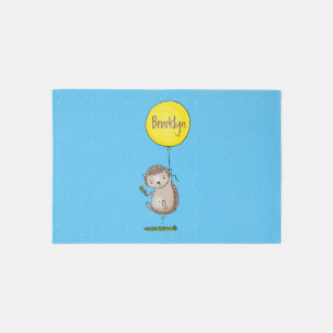 Cute hedgehog and balloon cartoon pattern rug