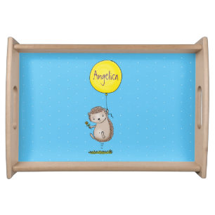 Cute hedgehog and balloon cartoon pattern serving tray