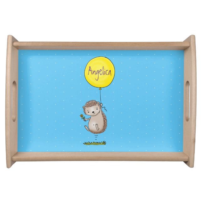 Cute hedgehog and balloon cartoon pattern serving tray (Front)