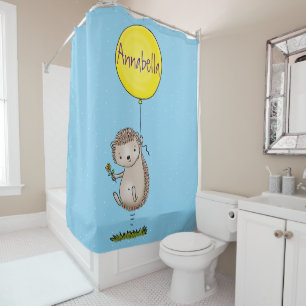 Cute hedgehog and balloon cartoon pattern shower curtain