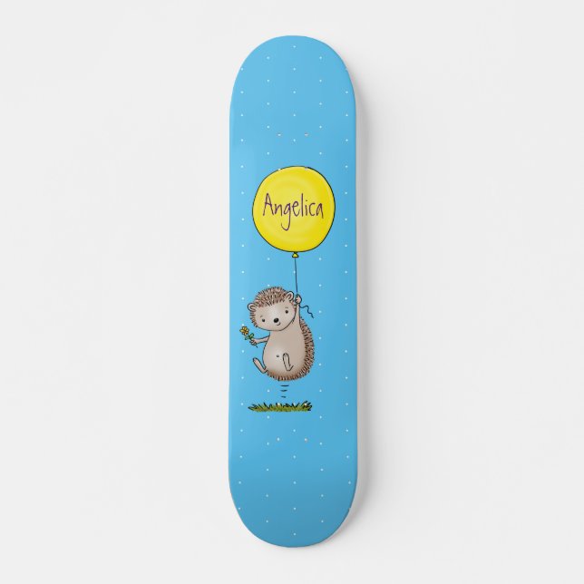 Cute hedgehog and balloon cartoon pattern skateboard (Front)