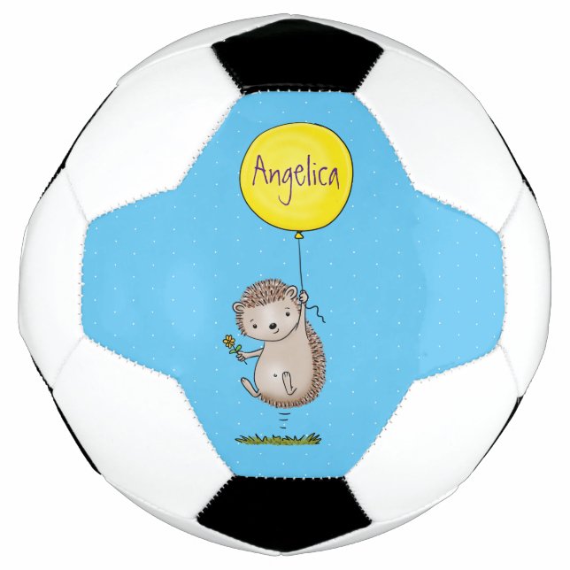 Cute hedgehog and balloon cartoon pattern soccer ball (Front)