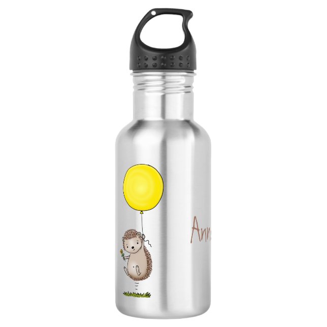 Cute hedgehog and balloon cartoon pattern stainless steel water bottle (Front)