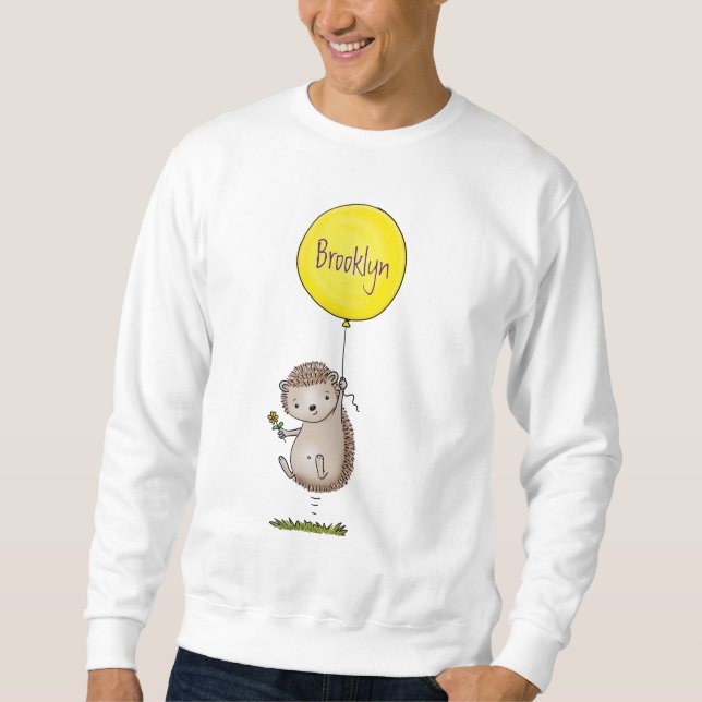 Cute hedgehog and balloon cartoon pattern sweatshirt (Front)