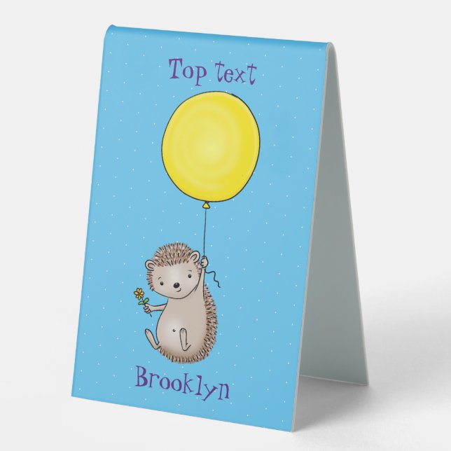 Cute hedgehog and balloon cartoon pattern table tent (Front)