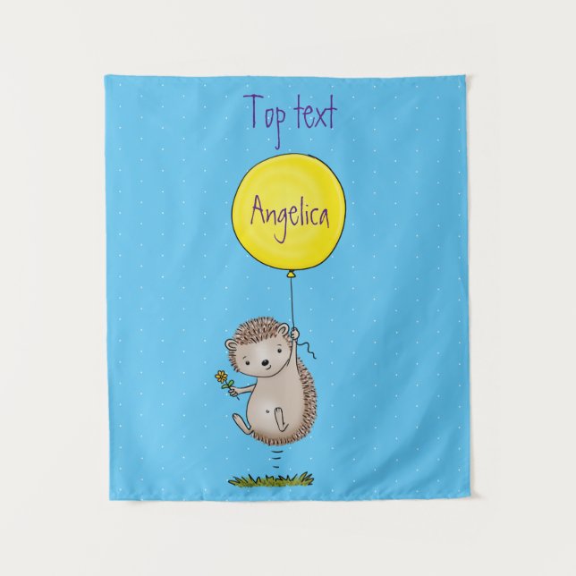 Cute hedgehog and balloon cartoon pattern tapestry (Front)