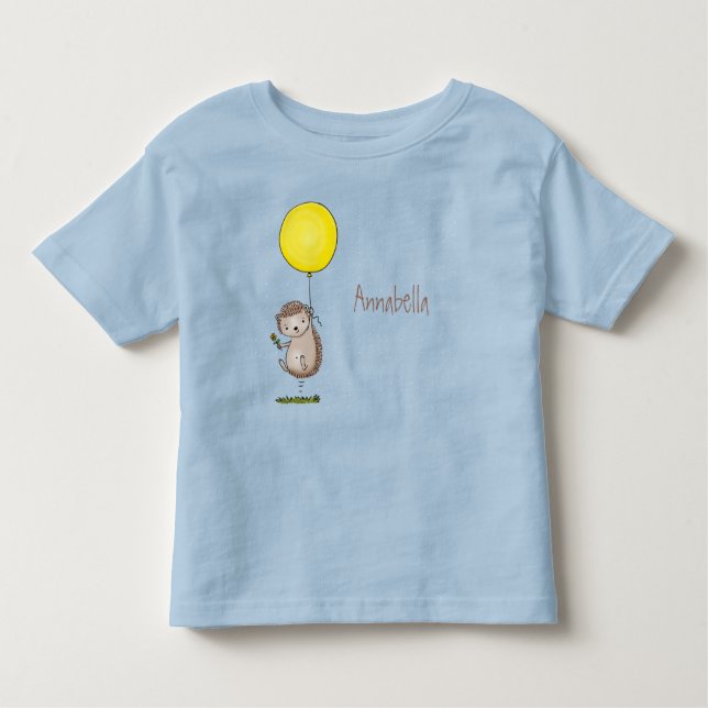 Cute hedgehog and balloon cartoon pattern toddler t-shirt (Front)