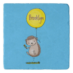 Cute hedgehog and balloon cartoon pattern trivet