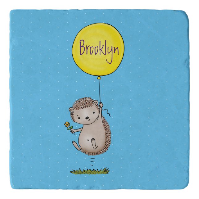 Cute hedgehog and balloon cartoon pattern trivet (Front)