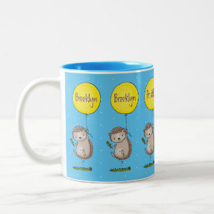 Cute hedgehog and balloon cartoon pattern Two-Tone coffee mug