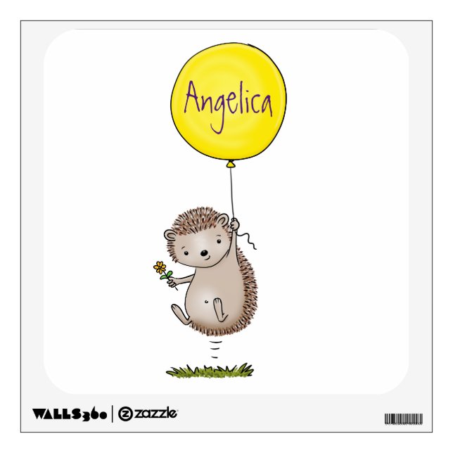 Cute hedgehog and balloon cartoon pattern wall decal (Front)