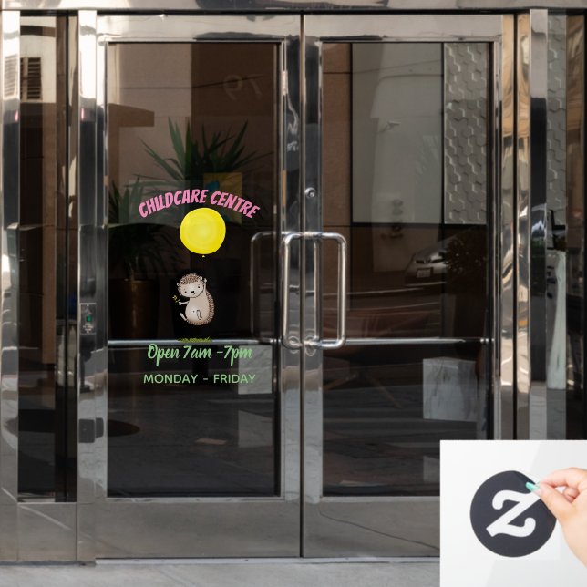 Cute hedgehog and balloon cartoon pattern window cling (Office Door)