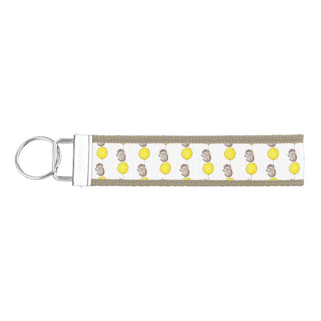 Cute hedgehog and balloon cartoon pattern wrist keychain (Keys on Left)