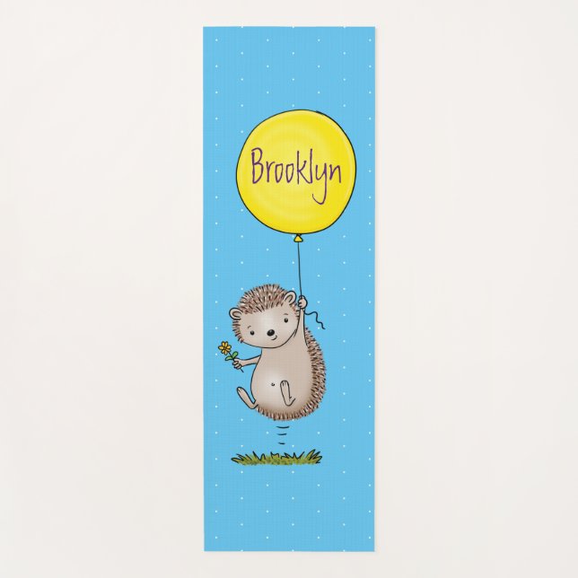 Cute hedgehog and balloon cartoon pattern yoga mat (Front)