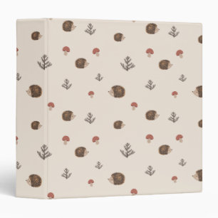 Cute Hedgehog and Mushrooms Forest Pattern 3 Ring Binder