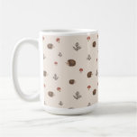 Cute Hedgehog and Mushrooms Forest Pattern Coffee Mug