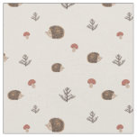 Cute Hedgehog and Mushrooms Forest Pattern Fabric