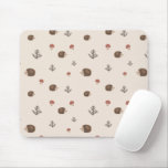 Cute Hedgehog and Mushrooms Forest Pattern Mouse Pad
