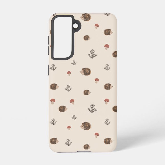 Cute Hedgehog and Mushrooms Forest Pattern Samsung Galaxy Case (Back)