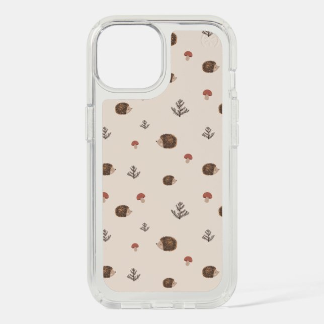Cute Hedgehog and Mushrooms Forest Pattern Speck iPhone Case (Front)