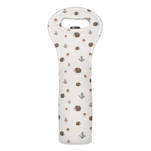 Cute Hedgehog and Mushrooms Forest Pattern Wine Bag
