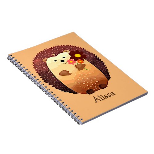Cute Hedgehog Animal Fun Custom Name or Label Notebook