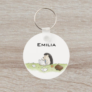 Cute Hedgehog Animal with Computer Color Keychain