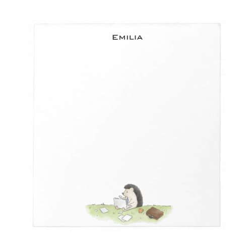 Cute Hedgehog Animal with Computer Color Notebook Notepad