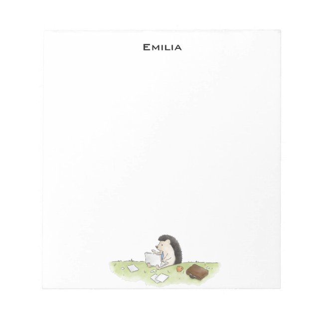 Cute Hedgehog Animal with Computer Color Notebook Notepad (Front)