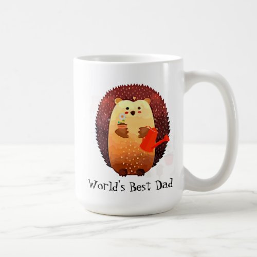 Cute Hedgehog Animal Worlds Best Dad Coffee Mug