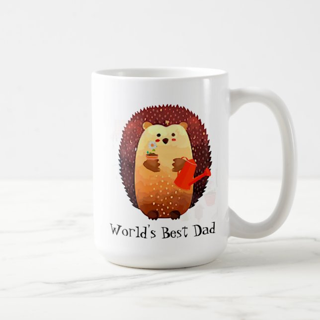 Cute Hedgehog Animal World's Best Dad Coffee Mug (Right)