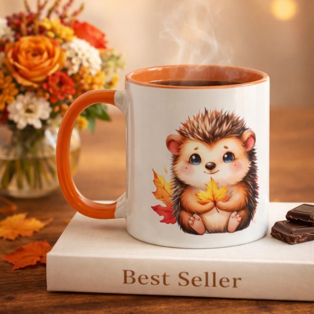 Cute hedgehog Autumn fall Leaves Mug (Creator Uploaded)