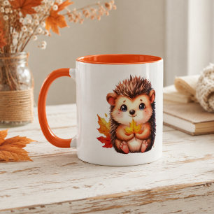 Cute hedgehog Autumn fall Leaves Mug