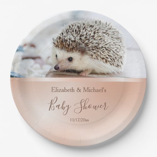 Cute Hedgehog Autumn Girl Baby Shower  Paper Plates