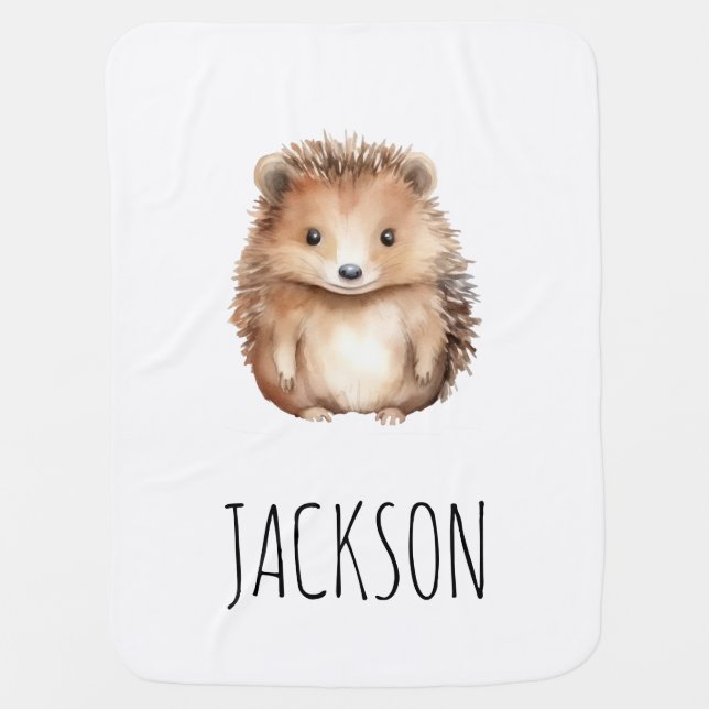 Cute Hedgehog Baby Blanket! Gender neutral custom Baby Blanket (Front)