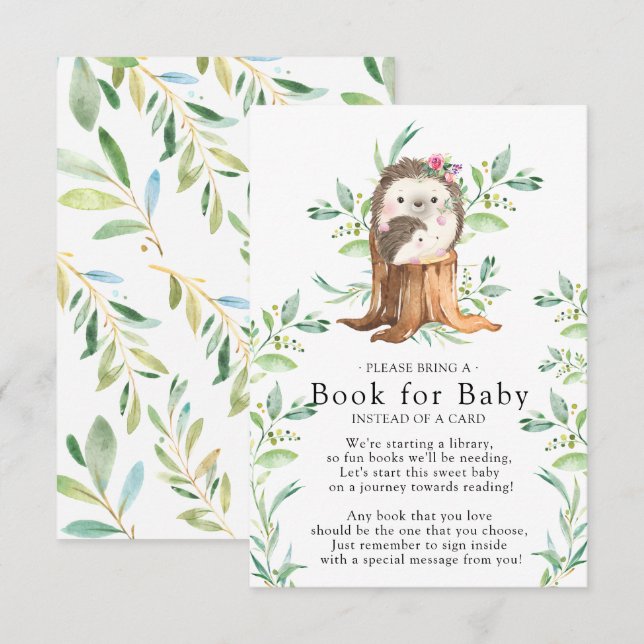 Cute Hedgehog Baby Shower Book for Baby Card (Front/Back)
