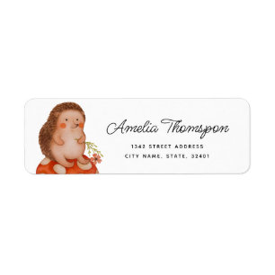 Cute Hedgehog Baby Shower Return Address Label