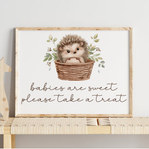 Cute Hedgehog Baby Shower Sweet Favor Sign